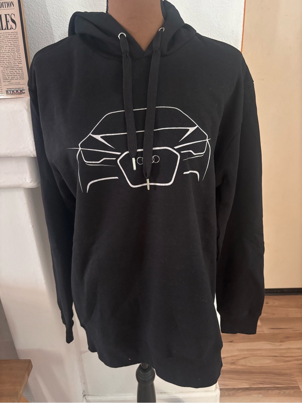 Audi Black Logo Hoodie - Men's Pullover Sweatshirt—Good Condition SZ L.